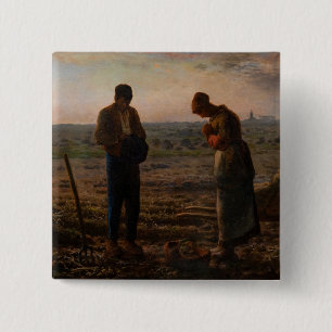 Badge Carré 5 Cm Jean-François Millet - L'Angelus