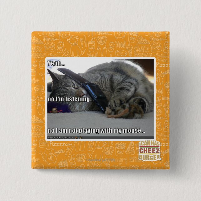 Badge Carré 5 Cm J'écoute (Devant)