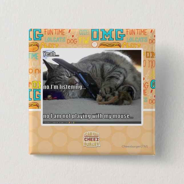 Badge Carré 5 Cm J'écoute (Devant)