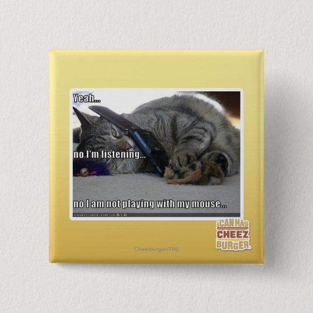 Badge Carré 5 Cm J'écoute (Devant)