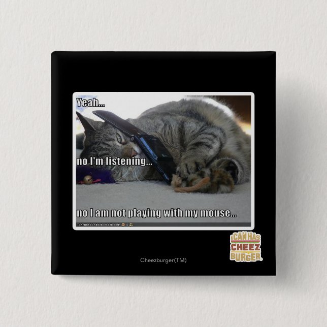 Badge Carré 5 Cm J'écoute (Devant)