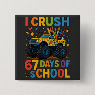 Badge Carré 5 Cm J'écrase 67 jours de camion monstre de l'école mig