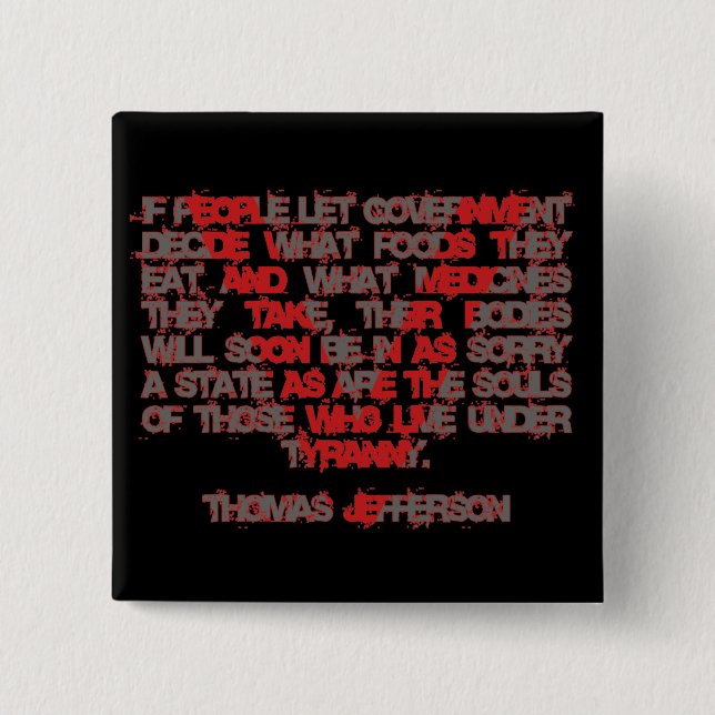 Badge Carré 5 Cm Jefferson sur la nourriture et la médecine (Devant)
