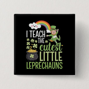 Badge Carré 5 Cm J'enseigne aux plus mignons petits leprechauns pro