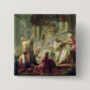 Badge Carré 5 Cm Jéroboam sacrifiant au veau d'or, 1752