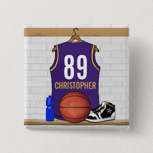 Badge Carré 5 Cm Jersey de basket-ball personnalisé en violet et e