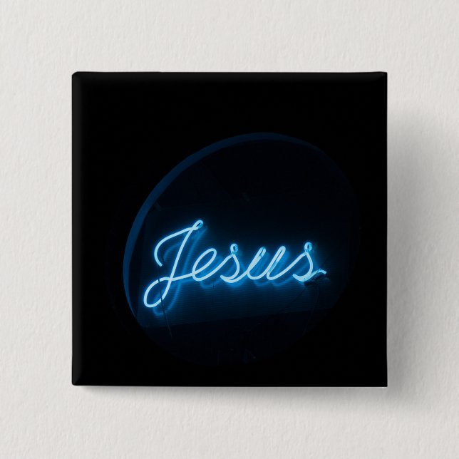 Badge Carré 5 Cm Jésus dans le bleu (Devant)