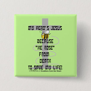 Badge Carré 5 Cm Jésus du héros