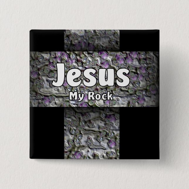 Badge Carré 5 Cm Jésus ma roche (Devant)