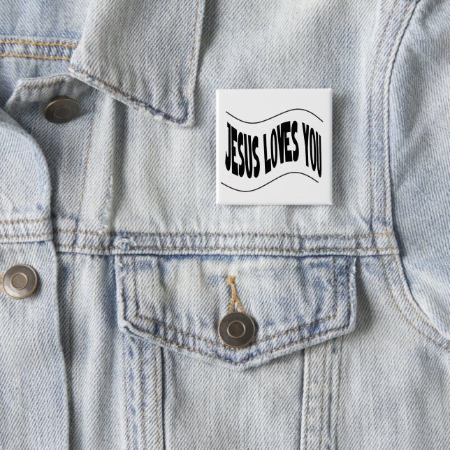 Badge Carré 5 Cm Jésus vous aime (En situation)