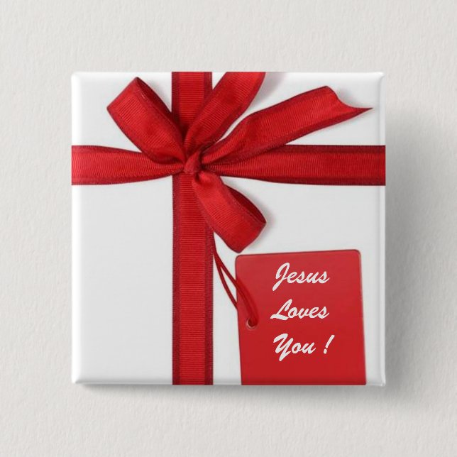 BADGE CARRÉ 5 CM JÉSUS VOUS AIME (Devant)