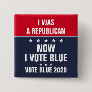 Badge Carré 5 Cm J'étais républicain, maintenant je vote bleu 2020