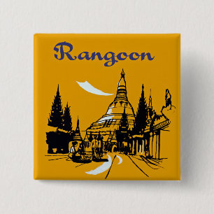 Badge Carré 5 Cm Jetez votre chemin vers Rangoon