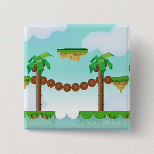 Badge Carré 5 Cm Jeu de plate-forme rétro ou classique