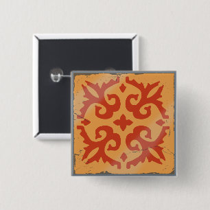 Badge Carré 5 Cm Jeu de plateau de carreaux Orange Géométrique