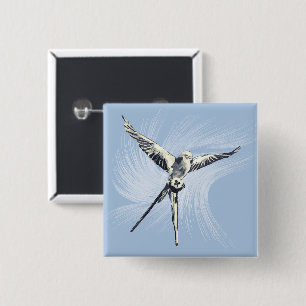 Badge Carré 5 Cm Jeu de société Blue White Bird Wind Wingspan