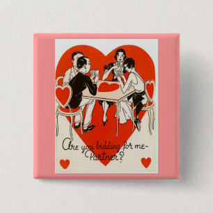 Badge Carré 5 Cm Jeu du Pont de la Saint-Valentin