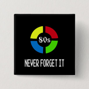 Badge Carré 5 Cm Jeu - Never Forget Is 80's Gamer Gadget