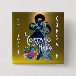 Badge Carré 5 Cm JEU NOIR CORSAIR jaune foncé