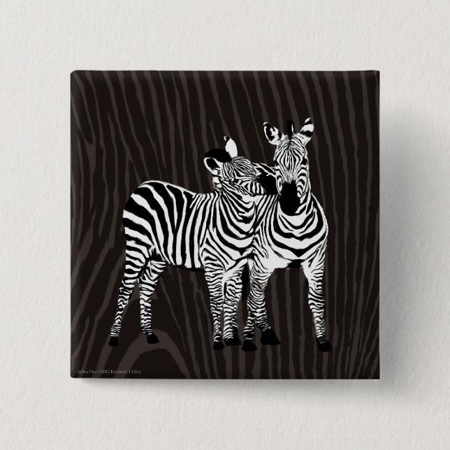 Badge Carré 5 Cm Jeu Zebra (Devant)