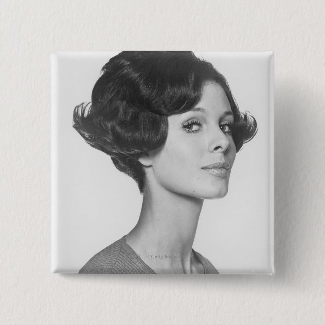 Badge Carré 5 Cm Jeune femme (Devant)