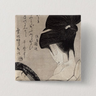 Badge Carré 5 Cm Jeune femme appliquant le maquillage, c.1795-96