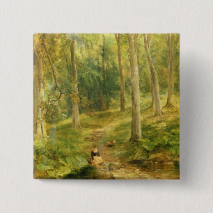 Badge Carré 5 Cm Jeune fille baignant ses pieds