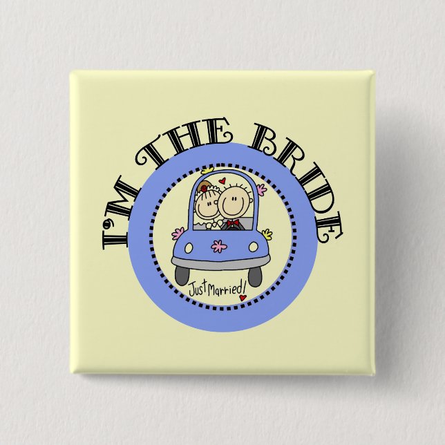 Badge Carré 5 Cm Jeune mariée de voiture de mariage (Devant)