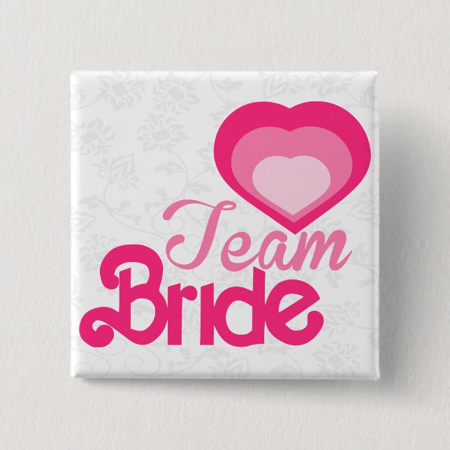 Badge Carré 5 Cm JEUNE MARIÉE d'ÉQUIPE, épousant (Devant)