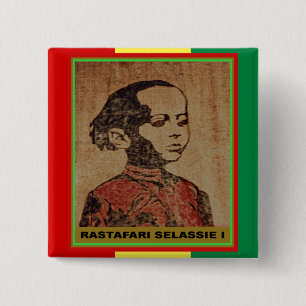 Badge Carré 5 Cm Jeune Ras, jeune Haile Selassie I, Jah Rastafari