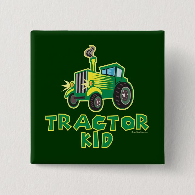 Badge Carré 5 Cm Jeune Tracteur vert (Devant)