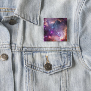 Badge Carré 5 Cm Jeunes Étoiles Dans Le Petit Nuage Magellanique.