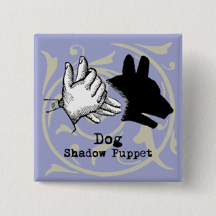 Badge Carré 5 Cm Jeux Vintages pour marionnettes de chien