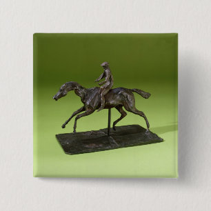 Badge Carré 5 Cm Jockey sur un cheval (bronze)