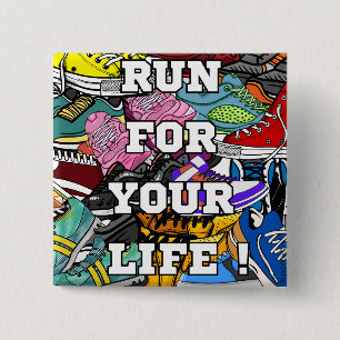 Badge Carré 5 Cm Jogger du coureur d'art pop gras