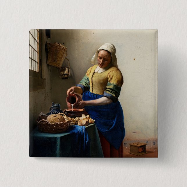 Badge Carré 5 Cm Johannes Vermeer - La Milkmaid (Devant)