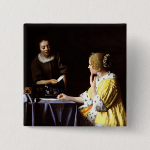 Badge Carré 5 Cm Johannes Vermeer - Maîtresse et domestique