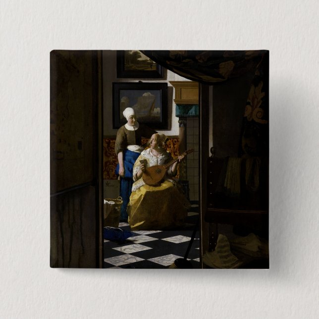 Badge Carré 5 Cm Johannes Vermeer - The Love Letter (Devant)
