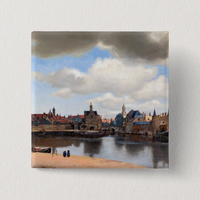 Badge Carré 5 Cm Johannes Vermeer - Vue de Delft (Devant)