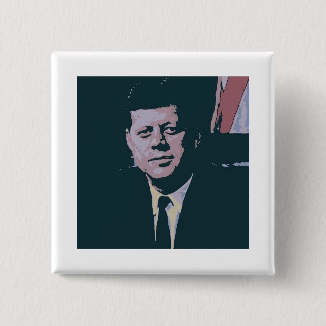 Badge Carré 5 Cm John F. Kennedy (Devant)