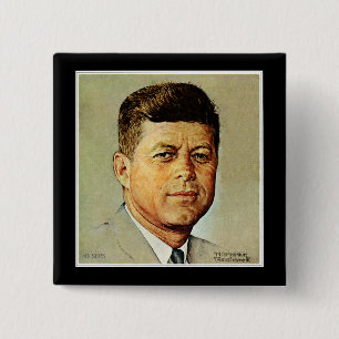 Badge Carré 5 Cm John F. Kennedy DANS MEMORIAM
