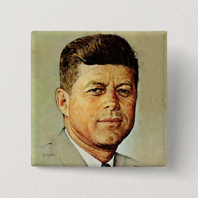 Badge Carré 5 Cm John F. Kennedy DANS MEMORIAM 2 (Devant)