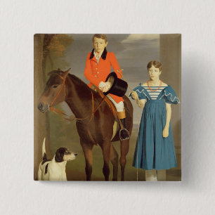 Badge Carré 5 Cm John Gubbins Newton et sa soeur Mary, 1832-33 (