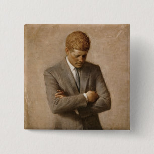 Badge Carré 5 Cm John Kennedy Portrait de la Maison-Blanche préside