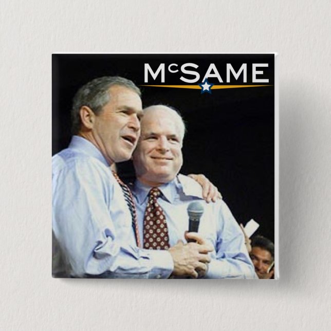Badge Carré 5 Cm John McCain = George W. Bush (Devant)