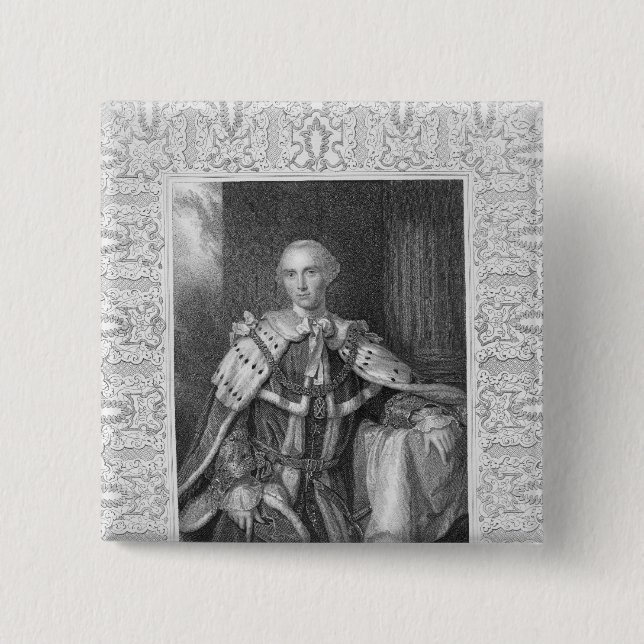 Badge Carré 5 Cm John Stuart, troisième comte de Bute, gravé (Devant)