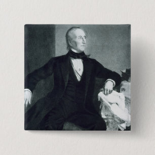 Badge Carré 5 Cm John Tyler, 10ème Président des États-Unis de