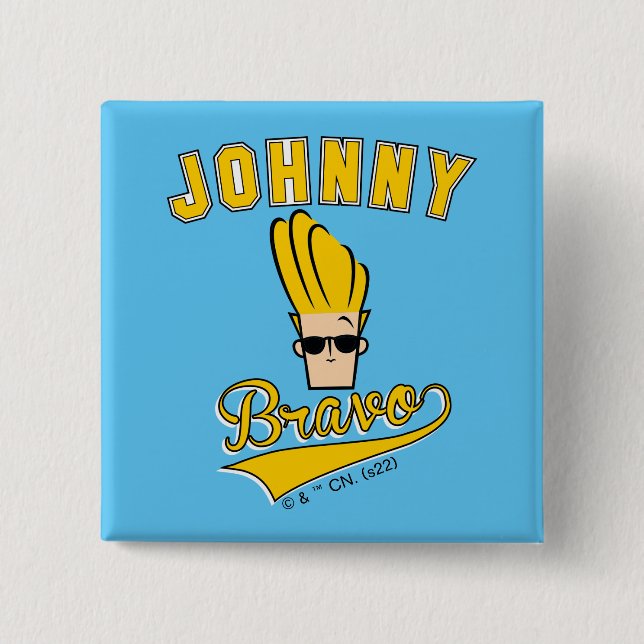 Badge Carré 5 Cm Johnny Bravo Collegiate Graphic (Devant)