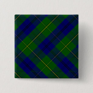 Badge Carré 5 Cm Johnstone tartan bleu vert plaid