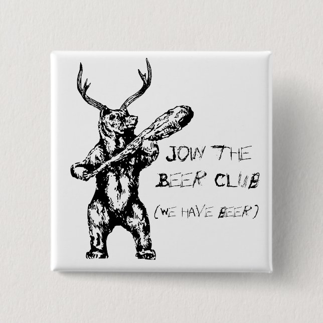 Badge Carré 5 Cm Joignez le club de bière (Devant)